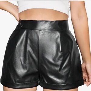 Women's Black Pleather Shorts
